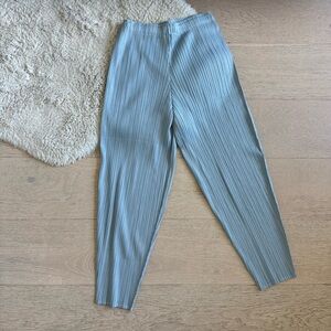 Light Blue Micro-Pleated Pull-On Trousers